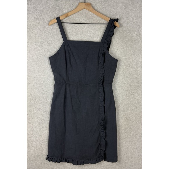 Modcloth Dress Womens 10 Blue Gray Ruffle Party Wedding Preppy‎ Office NEW - Picture 1 of 11